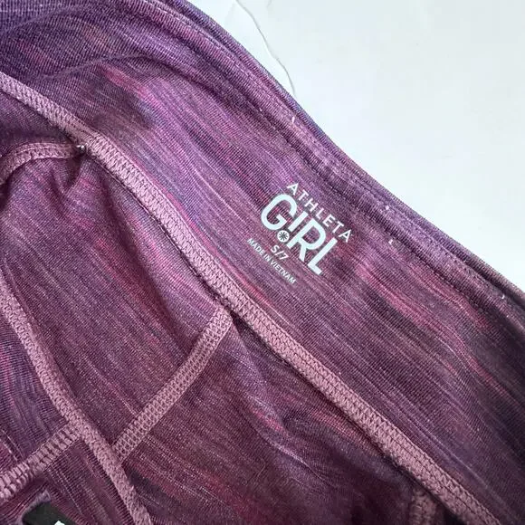 Athleta Girls Heathered Purple Athletic Leggings - Size 7 - Picture 3 of 6